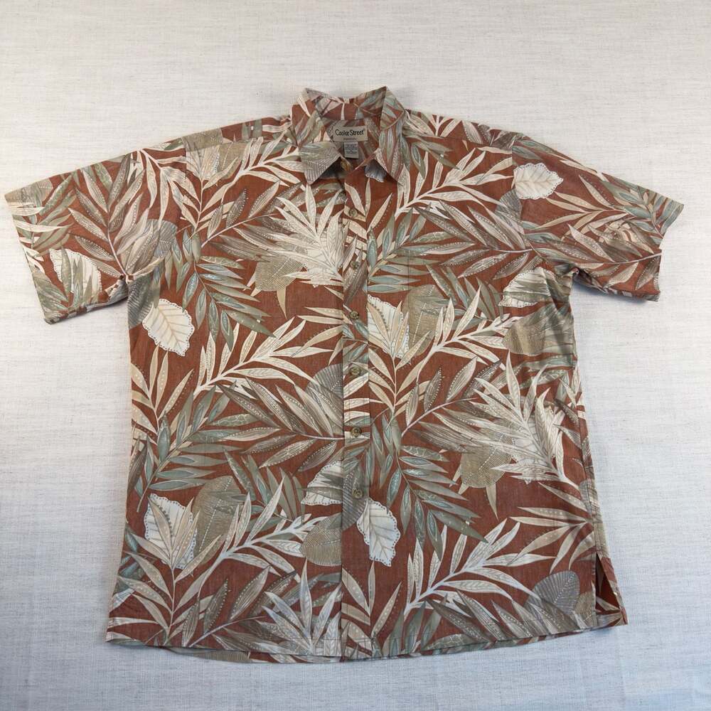 Cooke Street Honolulu‎ Men's XL Tropical Leaf Print Cotton Hawaiian Shirt